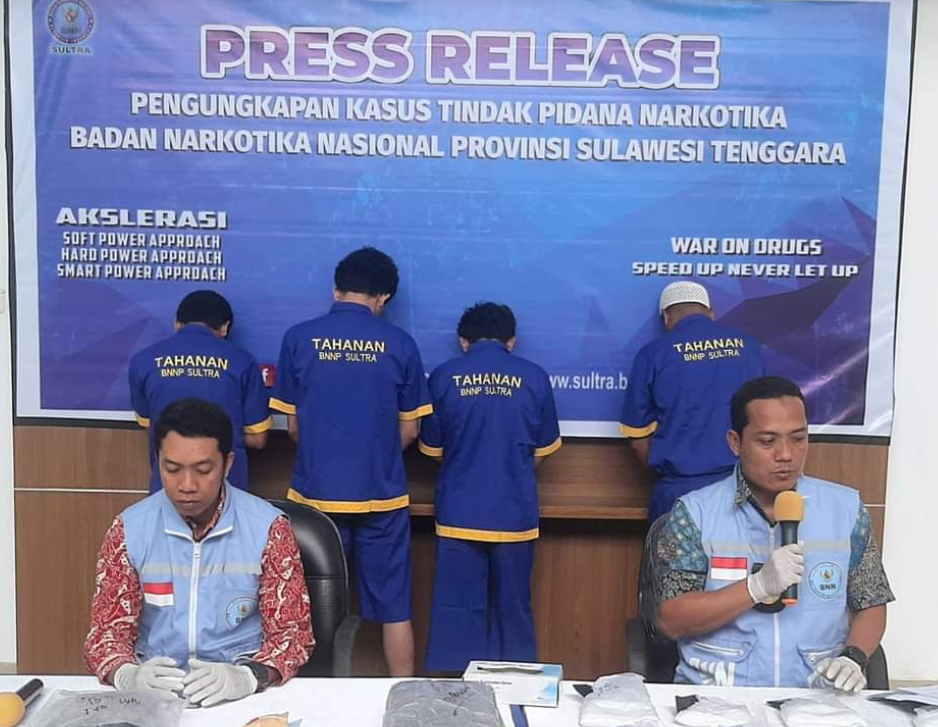 BNN Provinsi Sulawesi Tenggara Berhasil Sita 1.990 Gram sabu dan 952 Gram Ganja